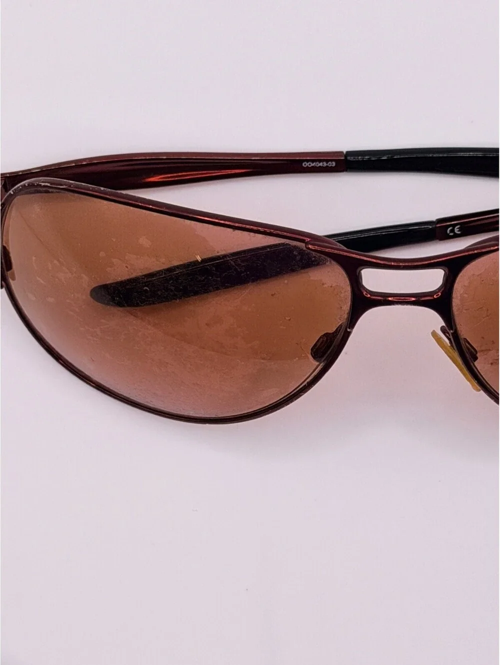 Oakley Hinder Sunglasses 004043-03 Burgundy Bronze Frame Needs New Lenses